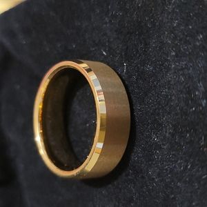 2/$18 Stylish Gold Band w a Brushed Finish & Polished Beveled Edges